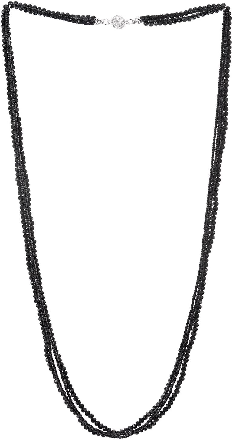 COOLSTEELANDBEYOND Long Multi-Strand Statement Necklace For Women, Elegant Layered Waterfall Chains, Crystal Beads Pendant - Image 1